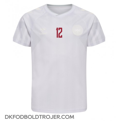 Billige Danmark Kasper Dolberg #12 Udebane Fodboldtrøjer VM 2022 Kortærmet